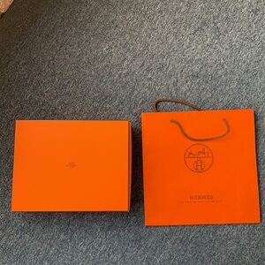 Authentic Hermes box 11 1/4” x 8 7/8”x 3” with 2 shopping bags